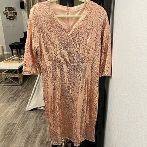 Sequin soft pink dress